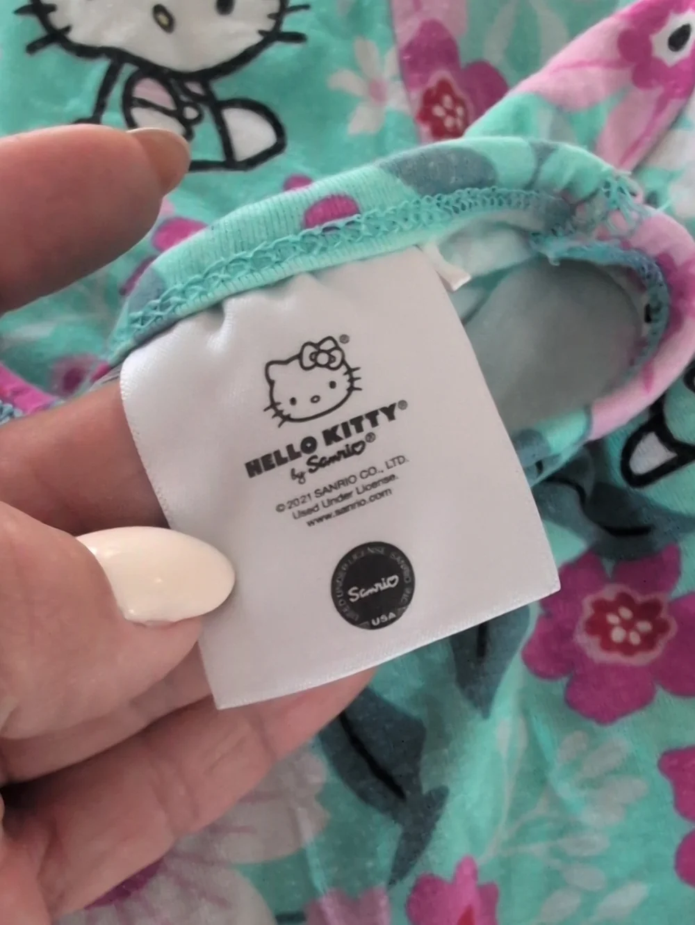 Hello Kitty Aqua and Pink Floral Kids Pajama Set